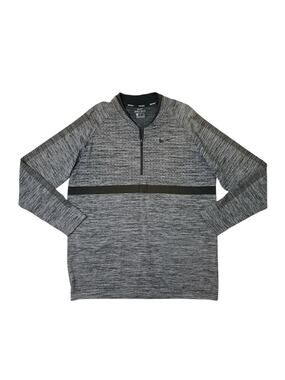 Nike Shirt Mens XL Grey Black Golf Dry Knit Half Zip Long Sleeve Breathable